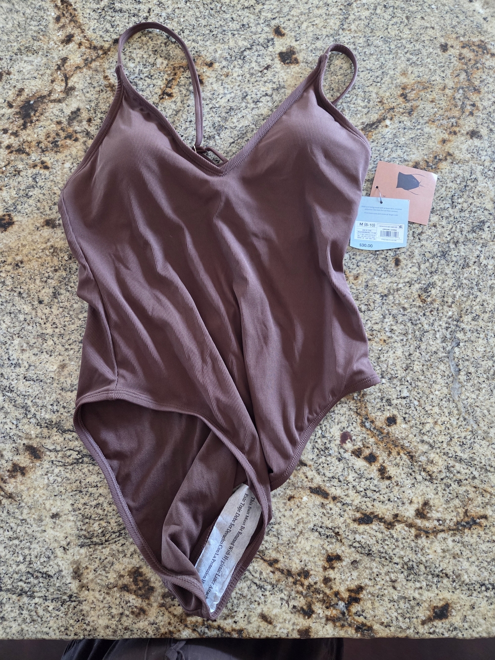 V-Neck Swimsuit - Dusty Mauve New With Tag Size Medium